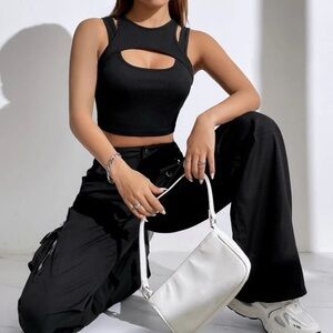 Black Crop Layered Tank